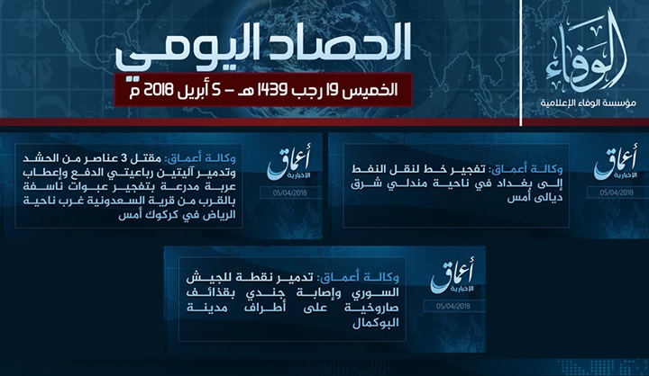 صورة الأخبار الثلاثة المدعاة من تنظيم داعش